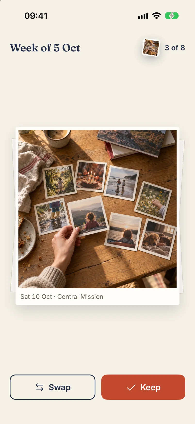 The Sunday deck for the week of October 5: one photo as a print, with Swap and Keep.