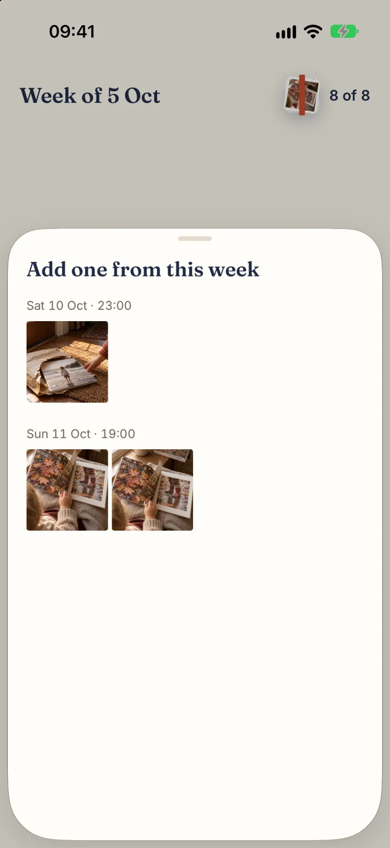 The swap sheet: other photos from the same week to choose from instead.